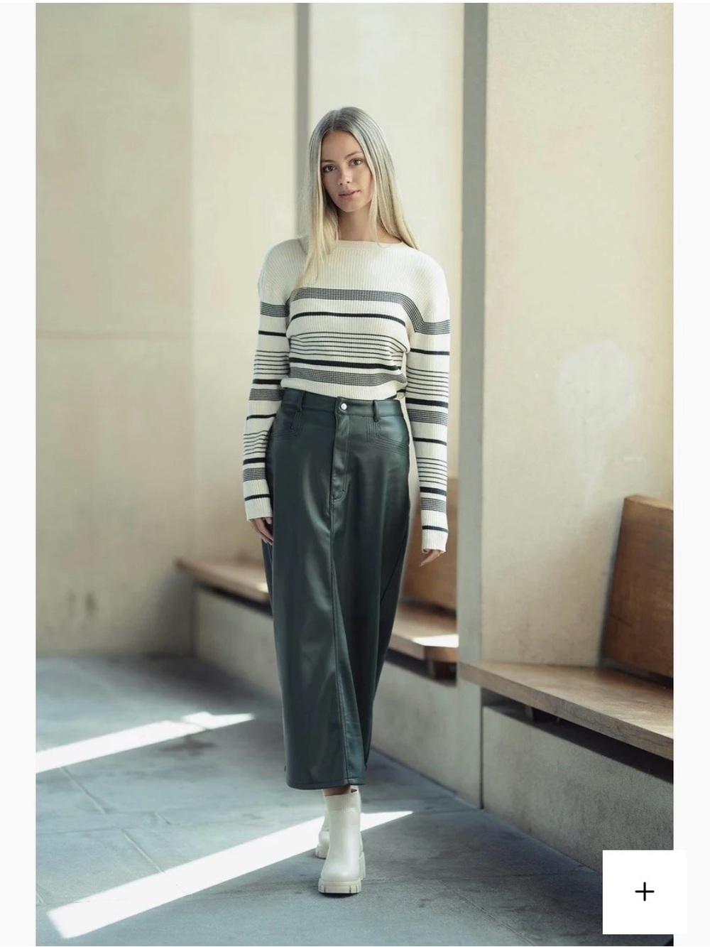 NWT profile nyc green faux leather skirt